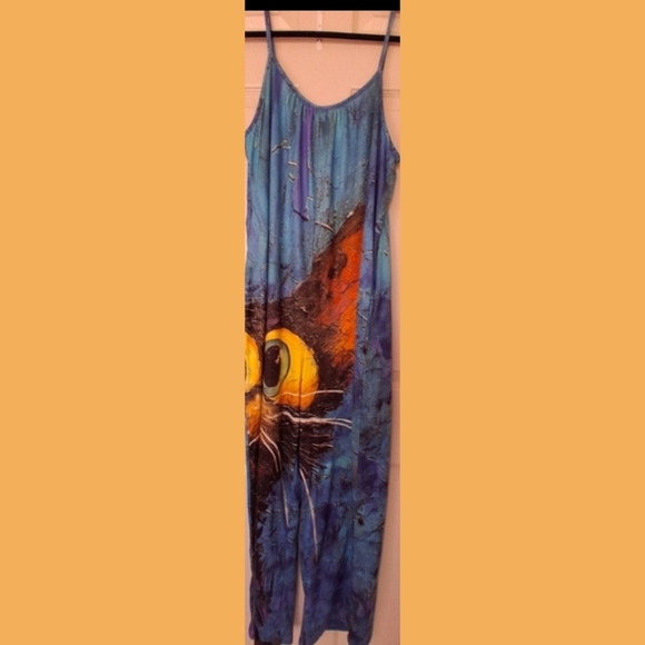 Blue Cat Print Maxi Dress - Picture 1 of 6